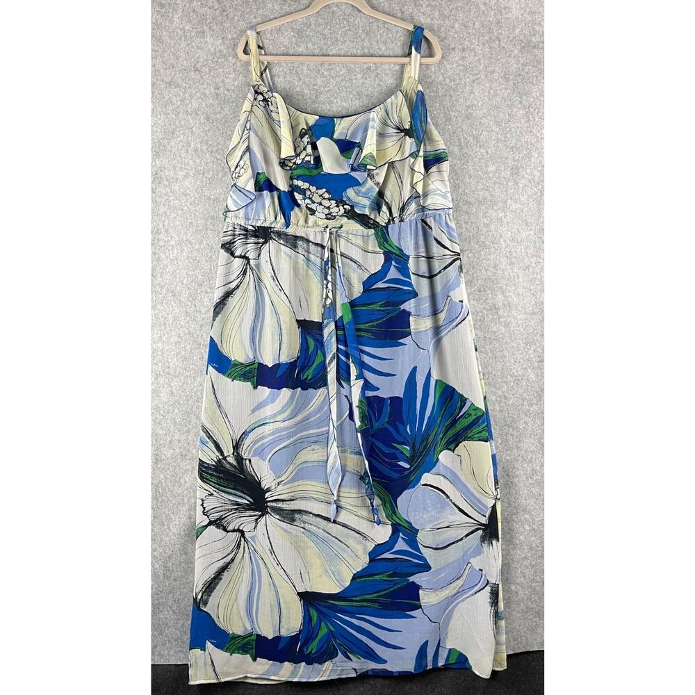 Vintage Jonathan Martin Maxi Dress Womens 22 Floral Chiffon Flounce Crinkle Y2k